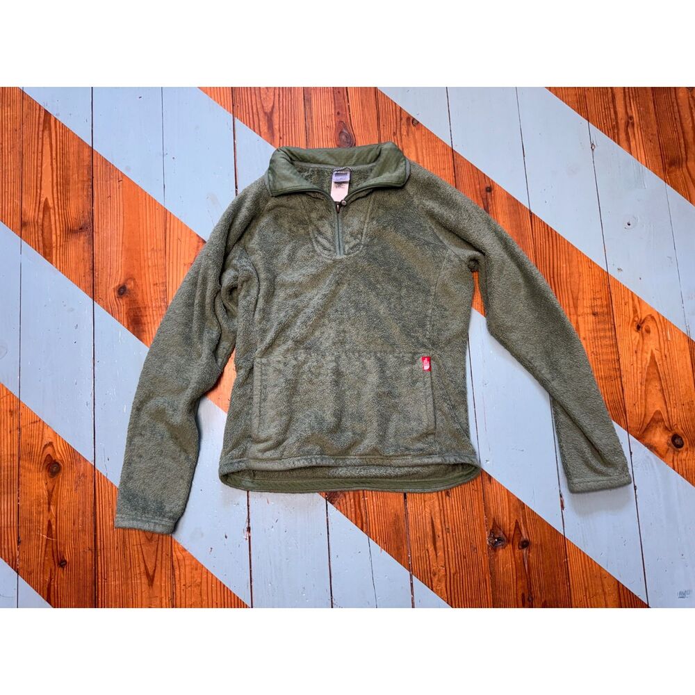 The North Face Fleece Pullover Green Quarter Zip Cozy Women’s Small - Picture 2 of 9